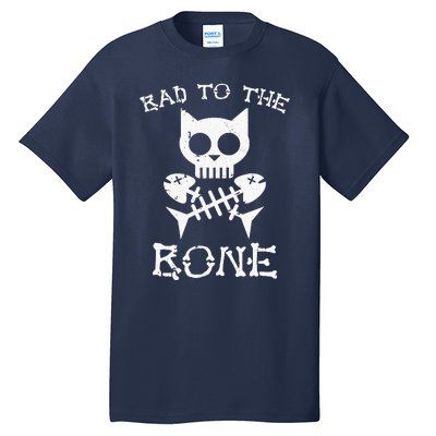 Vintage Bad To The Bone Cat Skull Fish Bone Tall T-Shirt