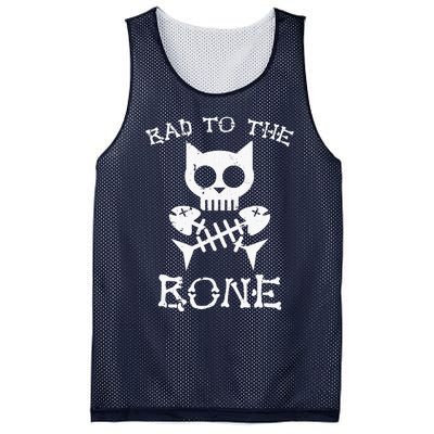 Vintage Bad To The Bone Cat Skull Fish Bone Mesh Reversible Basketball Jersey Tank