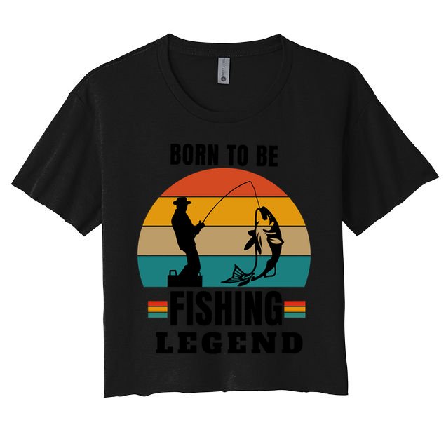 Vintage Born To Be A Fishing Legend Father's Day Gift Crop Top
