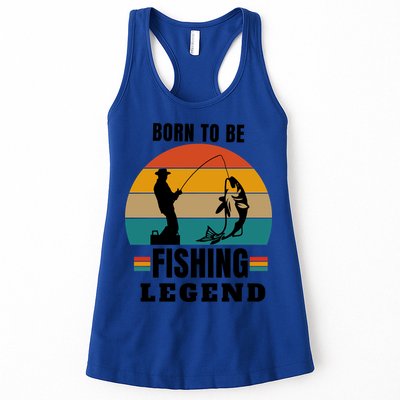 Vintage Born To Be A Fishing Legend Father's Day Gift Womens Tank Top