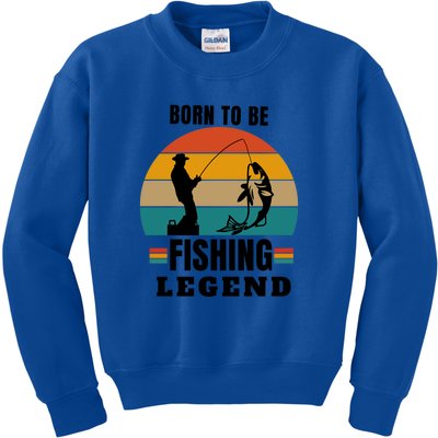 Vintage Born To Be A Fishing Legend Father's Day Gift Kids Sweatshirt