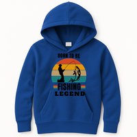 Vintage Born To Be A Fishing Legend Father's Day Gift Kids Hoodie