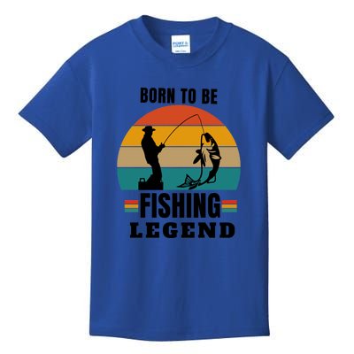 Vintage Born To Be A Fishing Legend Father's Day Gift Kids T-Shirt