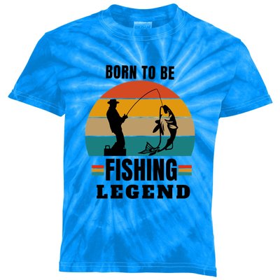 Vintage Born To Be A Fishing Legend Father's Day Gift Kids Tie-Dye T-Shirt