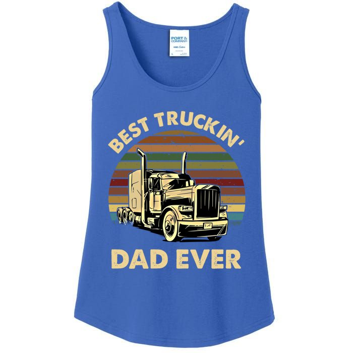 Vintage Best Truckin Dad Ever Retro Fathers Day Gift Meaningful Gift Ladies Essential Tank