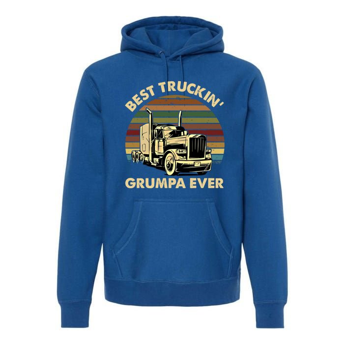 Vintage Best Truckin Grumpa Ever Retro Fathers Day Gift Great Gift Premium Hoodie