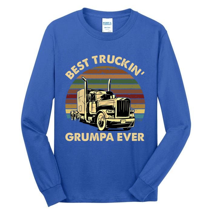 Vintage Best Truckin Grumpa Ever Retro Fathers Day Gift Great Gift Tall Long Sleeve T-Shirt