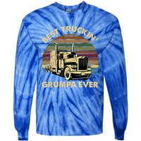 Vintage Best Truckin Grumpa Ever Retro Fathers Day Gift Great Gift Tie-Dye Long Sleeve Shirt