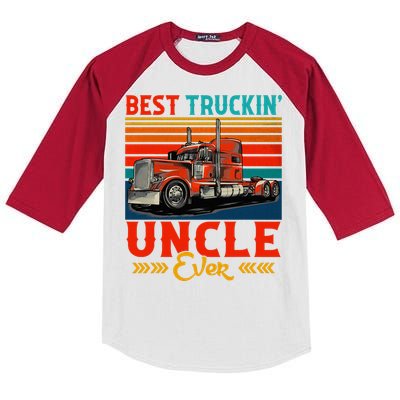 Vintage Best Truckin Uncle Ever Funny Truck Driver Kids Colorblock Raglan Jersey