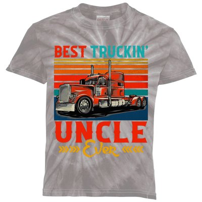 Vintage Best Truckin Uncle Ever Funny Truck Driver Kids Tie-Dye T-Shirt