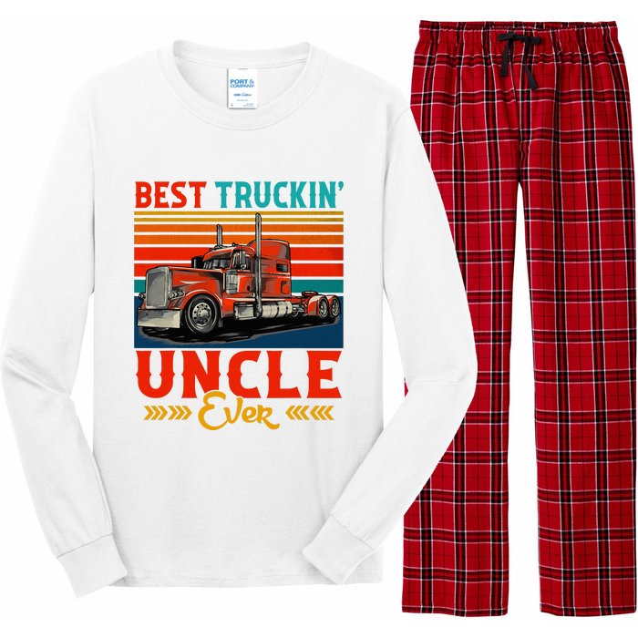 Vintage Best Truckin Uncle Ever Funny Truck Driver Long Sleeve Pajama Set