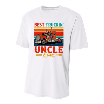 Vintage Best Truckin Uncle Ever Funny Truck Driver Youth Performance Sprint T-Shirt