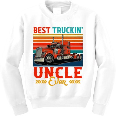 Vintage Best Truckin Uncle Ever Funny Truck Driver Kids Sweatshirt