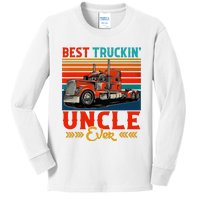 Vintage Best Truckin Uncle Ever Funny Truck Driver Kids Long Sleeve Shirt