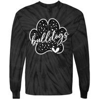 Vintage Bulldogs Team Pride School Spirit Back To School Tie-Dye Long Sleeve Shirt