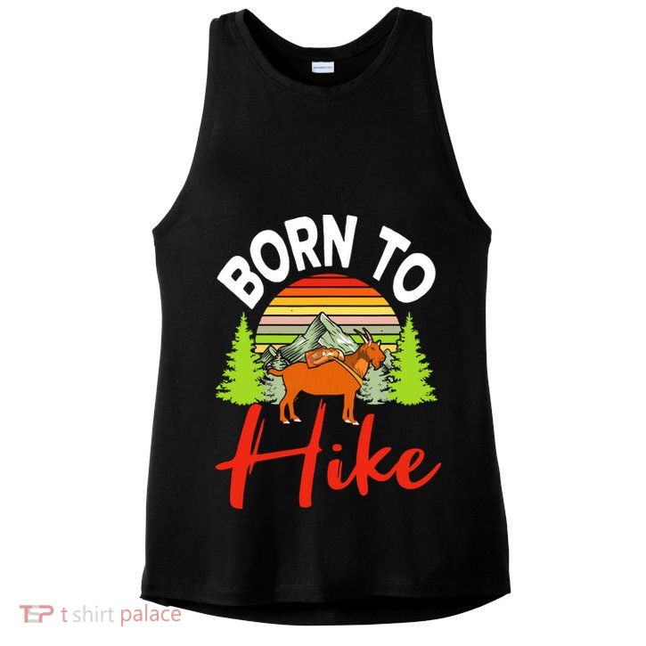 Vintage Born To Hike Funny Mountain Climbing Goat Hiking Ladies PosiCharge Tri-Blend Wicking Tank