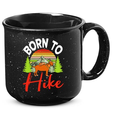 Vintage Born To Hike Funny Mountain Climbing Goat Hiking 15oz Campfire Ceramic Mug