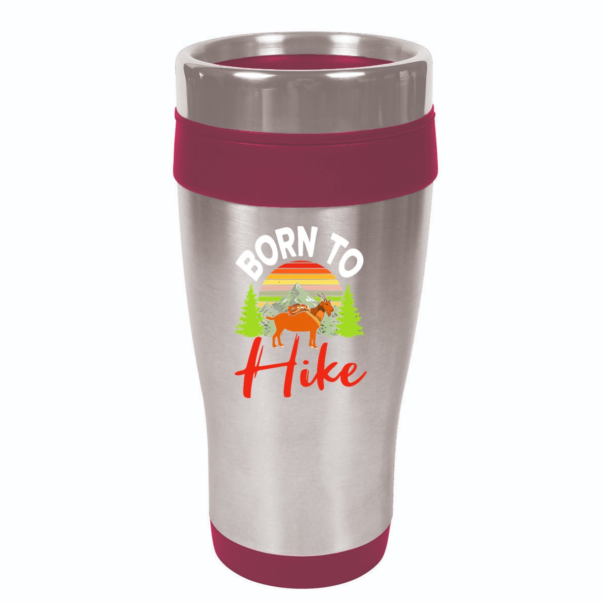 Vintage Born To Hike Funny Mountain Climbing Goat Hiking 16oz Travel Tumbler