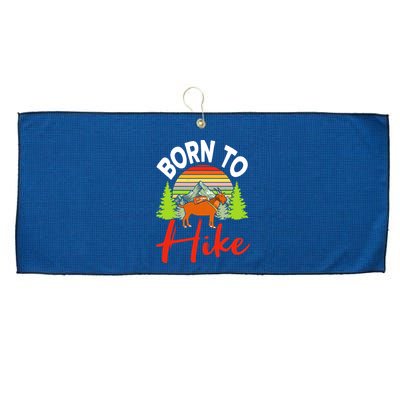Vintage Born To Hike Funny Mountain Climbing Goat Hiking Large Microfiber Waffle Golf Towel