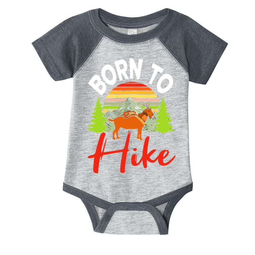 Vintage Born To Hike Funny Mountain Climbing Goat Hiking Infant Baby Jersey Bodysuit