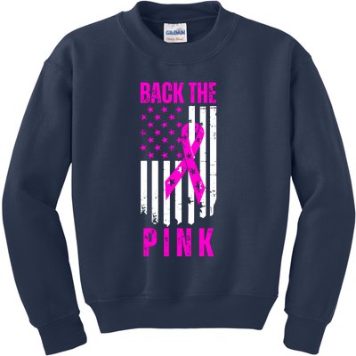 Vintage Back The Pink American Flag Kids Sweatshirt