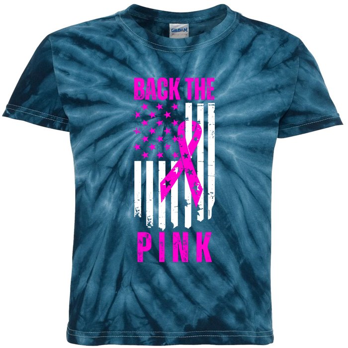 Vintage Back The Pink American Flag Kids Tie-Dye T-Shirt