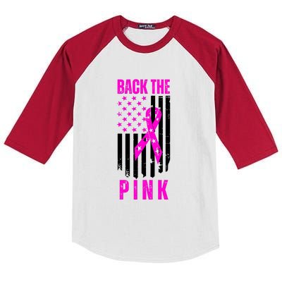 Vintage Back The Pink American Flag Kids Colorblock Raglan Jersey