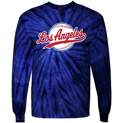 Vintage Baseball Throwback Retro Design Tie-Dye Long Sleeve Shirt