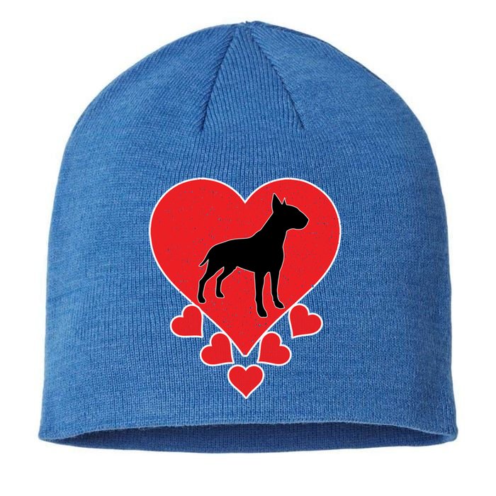 Vintage Bull Terrier Dog Lover Valentine's Day Bull Terrier Gift Sustainable Beanie