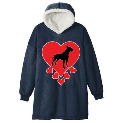 Vintage Bull Terrier Dog Lover Valentine's Day Bull Terrier Gift Hooded Wearable Blanket