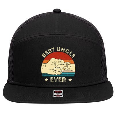 Vintage Best Uncle Ever Fist Bump Funny Uncle Fathers Day 7 Panel Mesh Trucker Snapback Hat