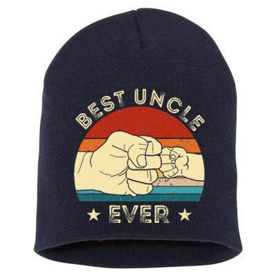 Vintage Best Uncle Ever Fist Bump Funny Uncle Fathers Day Short Acrylic Beanie