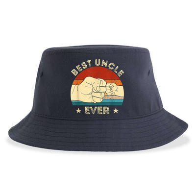 Vintage Best Uncle Ever Fist Bump Funny Uncle Fathers Day Sustainable Bucket Hat