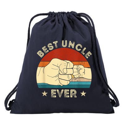 Vintage Best Uncle Ever Fist Bump Funny Uncle Fathers Day Drawstring Bag