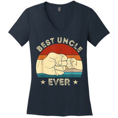 Vintage Best Uncle Ever Fist Bump Funny Uncle Fathers Day Women's V-Neck T-Shirt