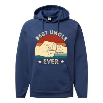 Vintage Best Uncle Ever Fist Bump Funny Uncle Fathers Day Funny Gift Performance Fleece Hoodie