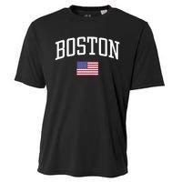 Vintage Boston Usa Country Flag Souvenir Vacation Cooling Performance Crew T-Shirt