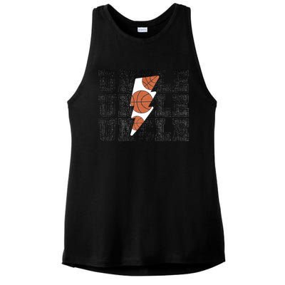 Vintage Basketball Uncle Game Day Vibes Basketball Season Funny Gift Ladies PosiCharge Tri-Blend Wicking Tank