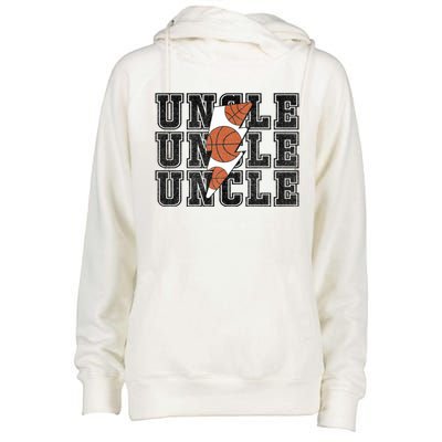 Vintage Basketball Uncle Game Day Vibes Basketball Season Funny Gift Womens Funnel Neck Pullover Hood