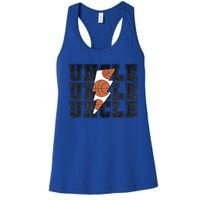 Vintage Basketball Uncle Game Day Vibes Basketball Season Funny Gift Women's Racerback Tank