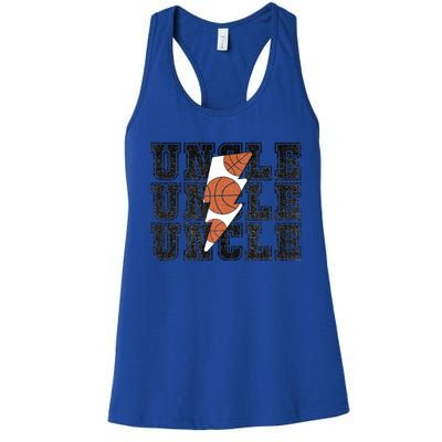 Vintage Basketball Uncle Game Day Vibes Basketball Season Funny Gift Women's Racerback Tank