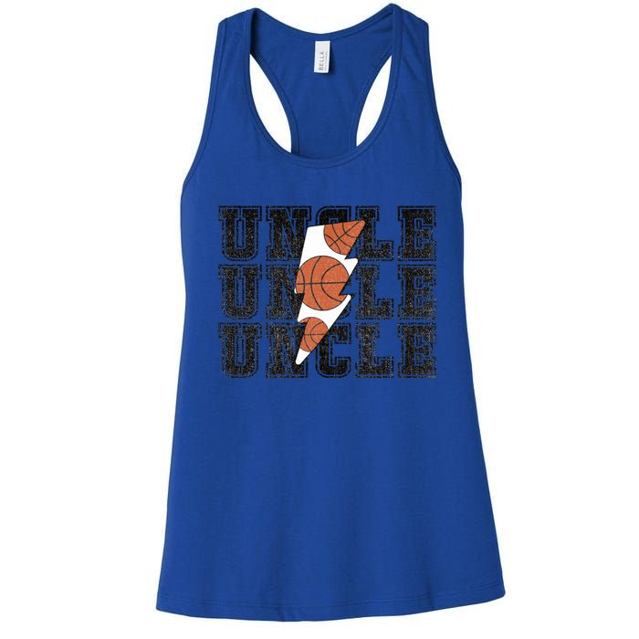 Vintage Basketball Uncle Game Day Vibes Basketball Season Funny Gift Women's Racerback Tank