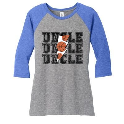 Vintage Basketball Uncle Game Day Vibes Basketball Season Funny Gift Women's Tri-Blend 3/4-Sleeve Raglan Shirt