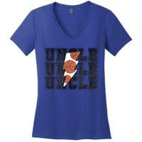 Vintage Basketball Uncle Game Day Vibes Basketball Season Funny Gift Women's V-Neck T-Shirt