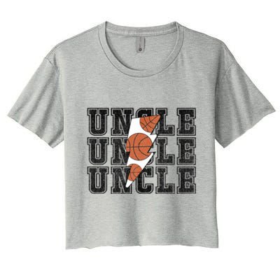 Vintage Basketball Uncle Game Day Vibes Basketball Season Funny Gift Women's Crop Top Tee