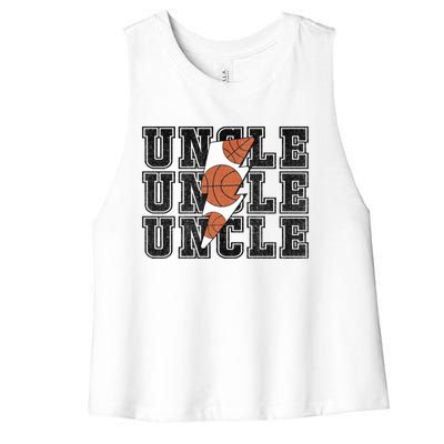 Vintage Basketball Uncle Game Day Vibes Basketball Season Funny Gift Women's Racerback Cropped Tank