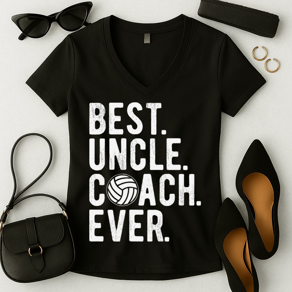 Volleyball Best Uncle Coach Ever Dad Daddy Father's Day Women's V-Neck T-Shirt