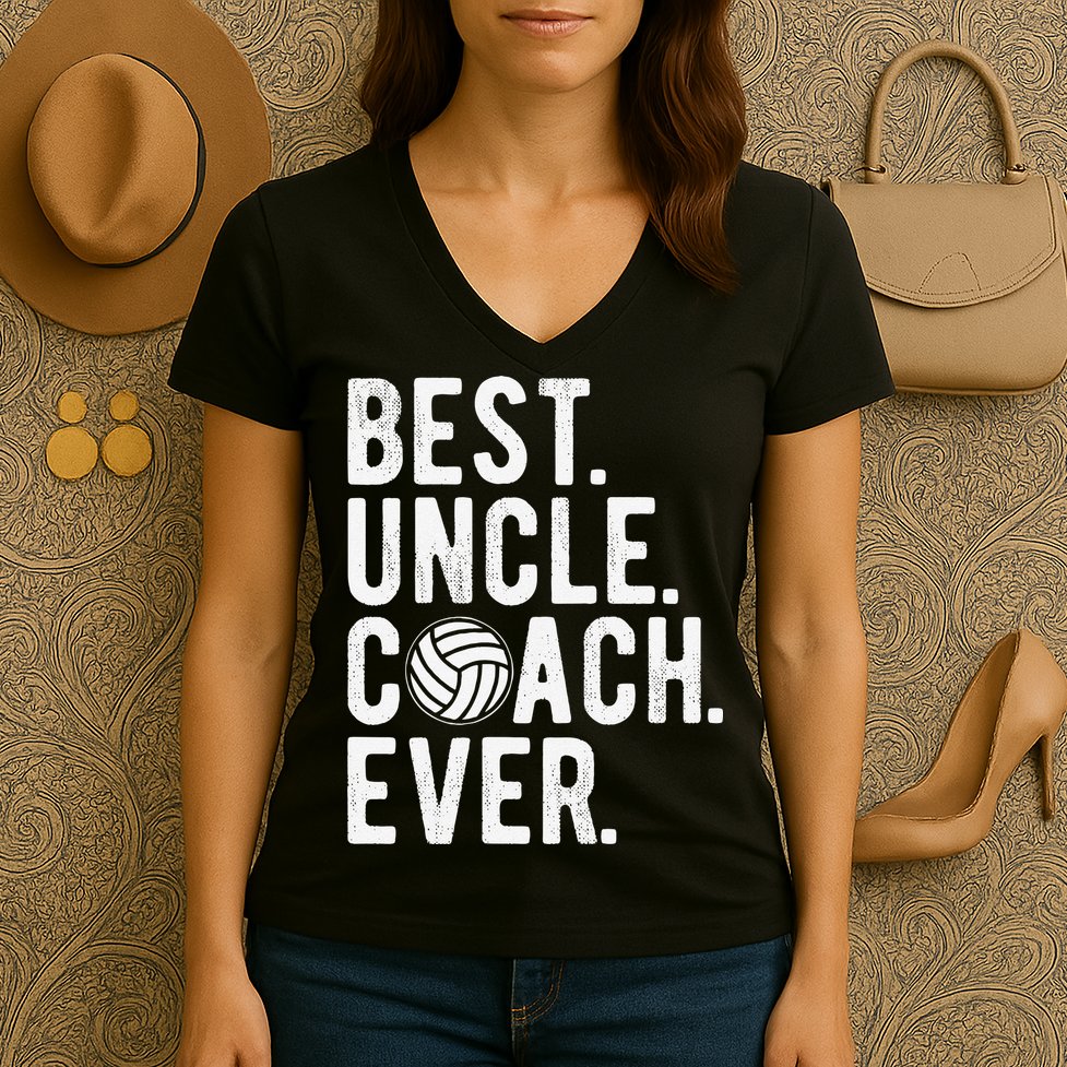 Volleyball Best Uncle Coach Ever Dad Daddy Father's Day Women's V-Neck T-Shirt