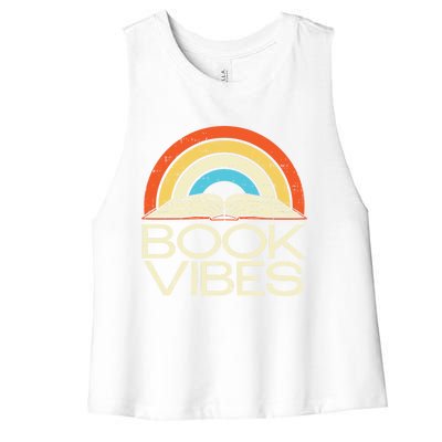 Vintage Book Vibes Retro Book Lovers Cute Gift Women's Racerback Cropped Tank