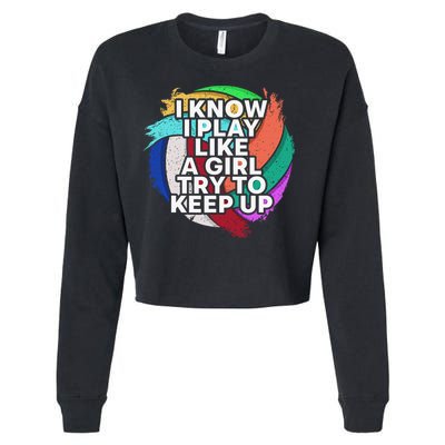 Volleyball Beach Volleyball Player Gift Cropped Pullover Crew